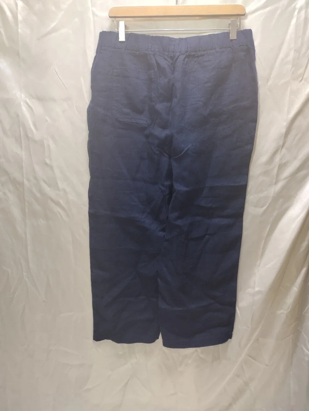Quince Navy Blue Cropped Linen Pull On Pants Euro Summer Coastal Classic size L